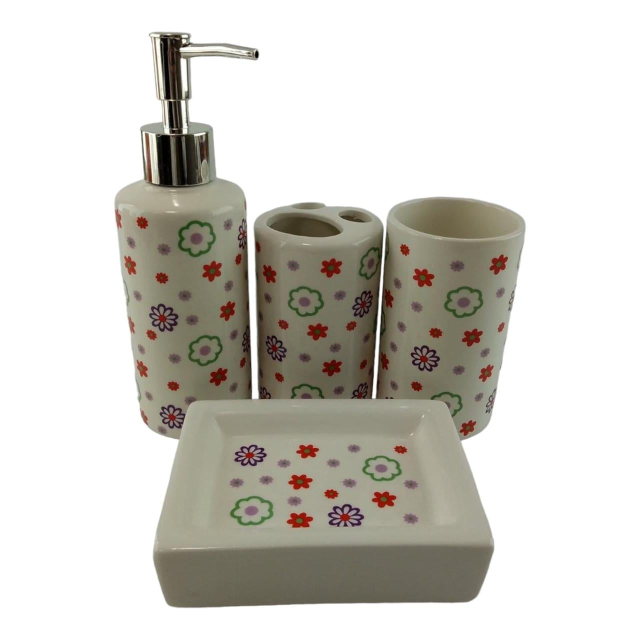 Набор для ванной комнаты керамический Цветочная лужайка (35085)