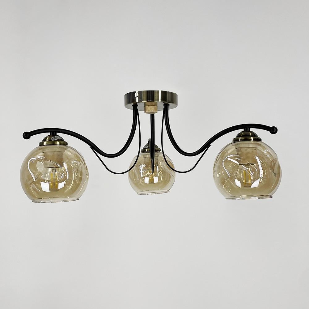 Люстра с 3 плафонами Черный/Янтарь (7075/3 AB+BK+AB)