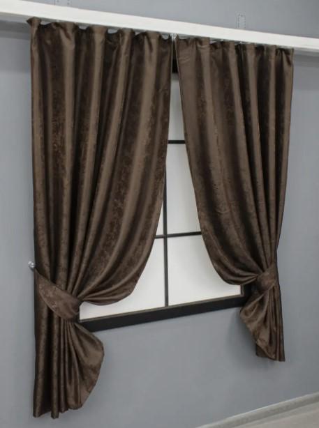 Шторы жаккард 1,3х1,7 м 2 шт. Коричневый (436ш) - фото 4 Шторы жаккард 1,3х1,7 м 2 шт. Коричневый (436ш) - фото 4