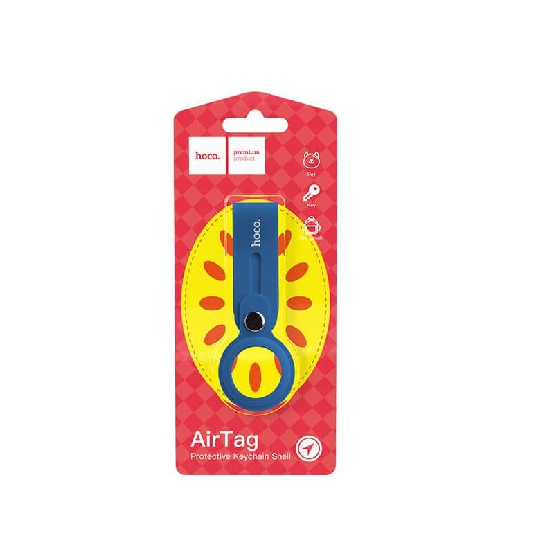 Чохол-брелок Hoco для Apple AirTag Silicone Protective Shell Long style Navy Blue (792a407d)
