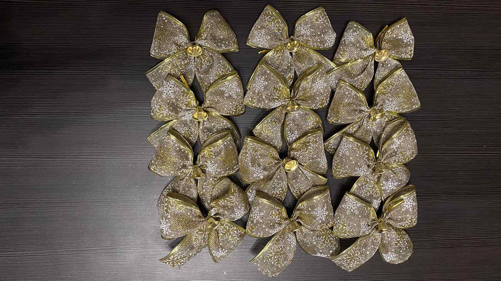 Бант новогодний 13х13 см 12 шт./уп. Золотой