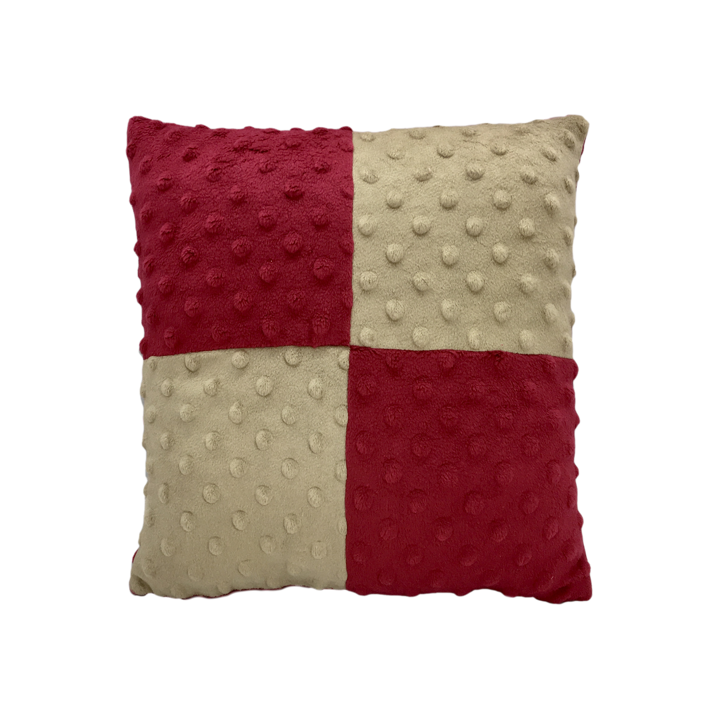 Плюшева декоративна подушка MinkyHome Шахматка 40х40 см Бордо/Бежевий