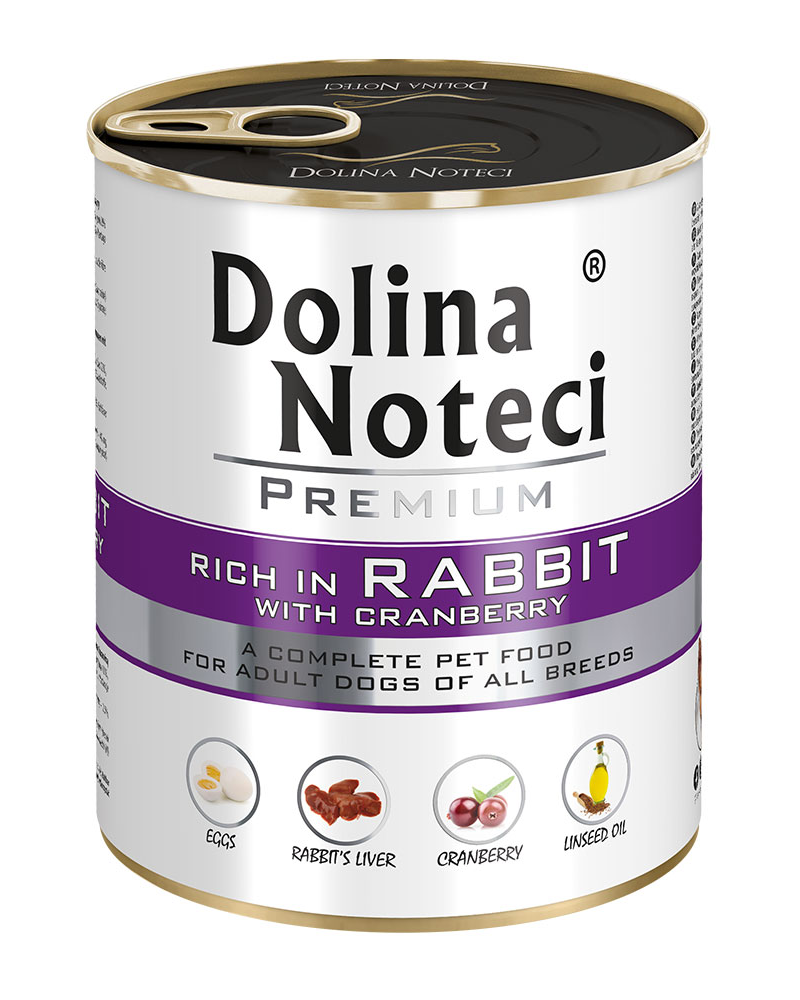 Корм консервований Dolina Noteci Premium для собак з кроликом та журавлиною 800 г (23707236)