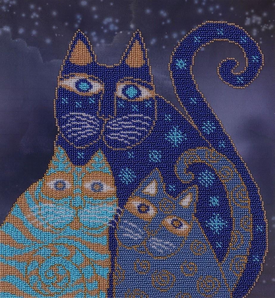 Вышивка бисером Милые котики частичная выкладка 29x32 см (1479512297)