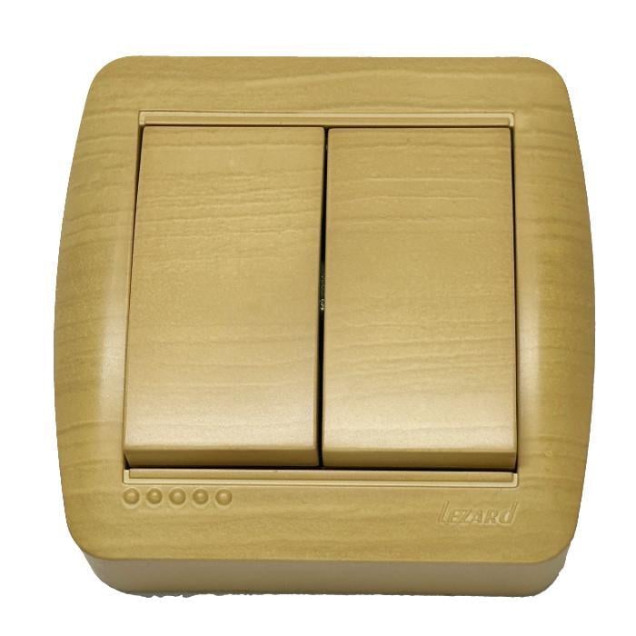 Выключатель накладной двухклавишный Lezard Demet IP20 Клен (27549154)