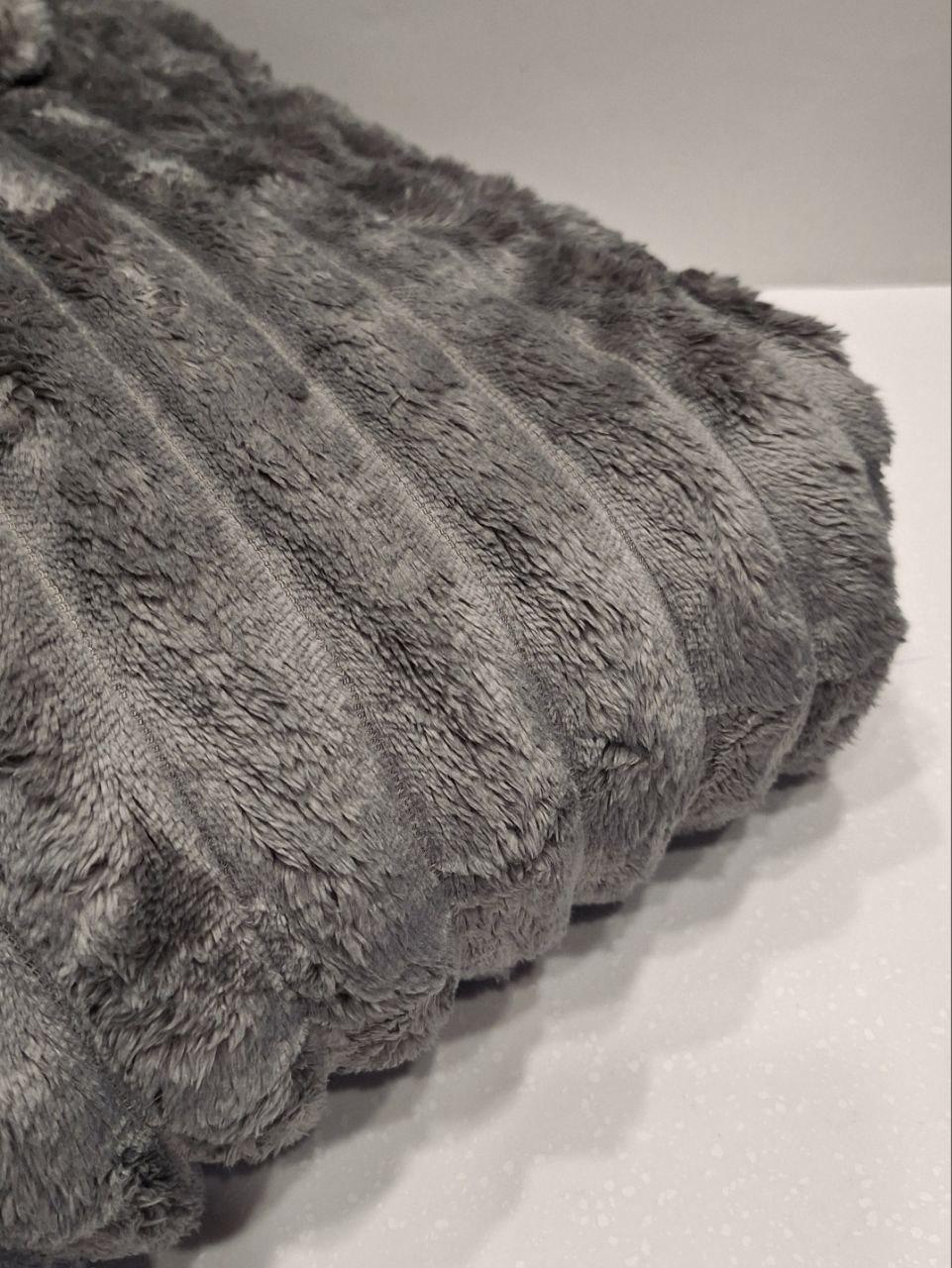 Плед на овчине Шарпей Королевская полоска 200x230 см Темно-серый (1688) - фото 6