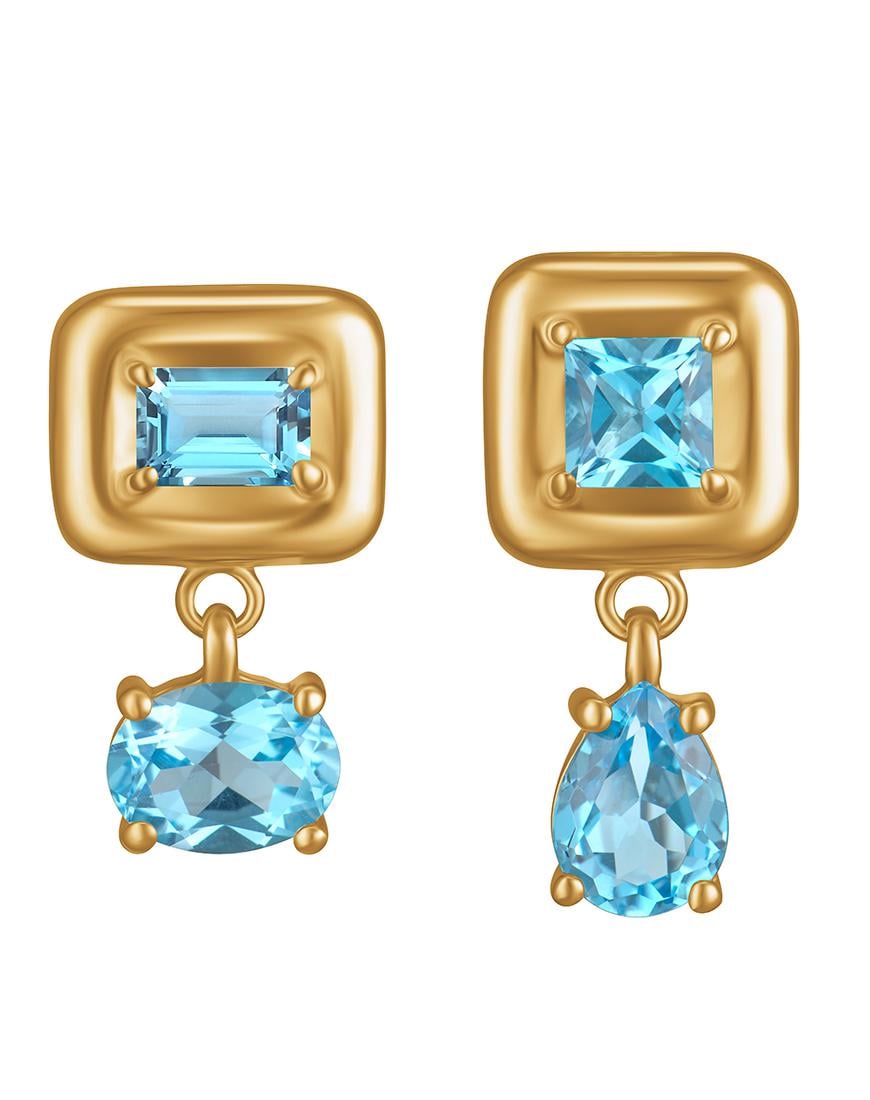 Сережки Splash Blue жіночі RIMMART JEWELRY золоті One size