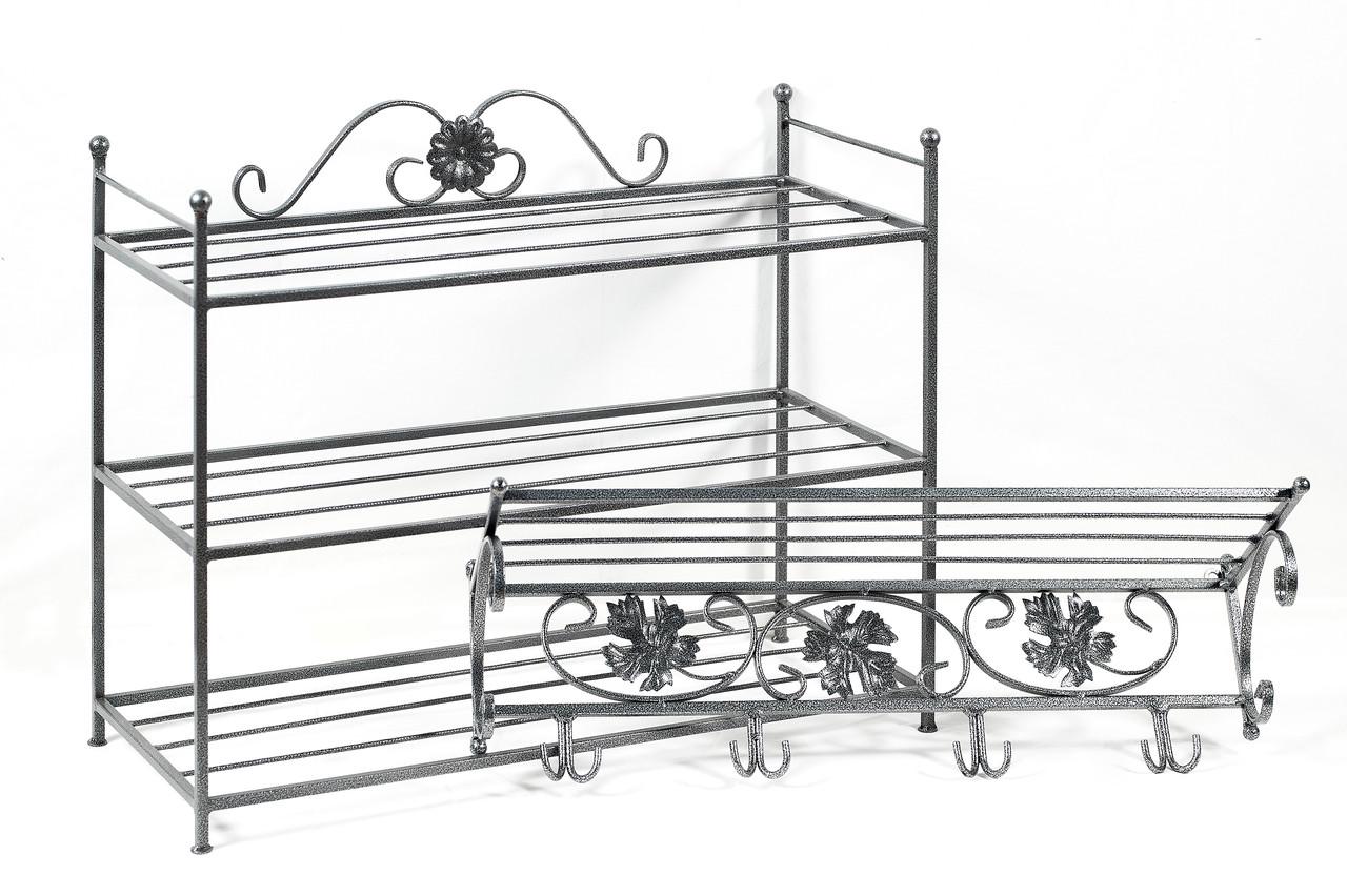 Полка для обуви Престиж с настенной вешалкой Венеция Серебристый