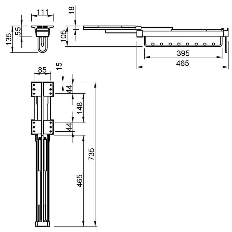 Вішалка висувна Muller верхнього кріплення 465 мм (31824) - фото 8 Вішалка висувна Muller верхнього кріплення 465 мм (31824) - фото 8