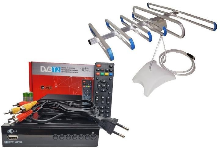 Тюнер uClan T2 6701 METAL с фунциями медиаплеера и IPTV/WebTV + SUPER/антенна комнатная с TV-кабелем
