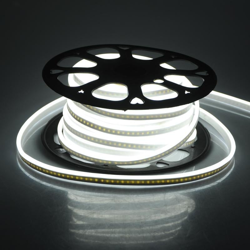 Світлодіодна стрічка Brille BY-034/120 в силіконі 220V 3014 CW Neon - фото 4