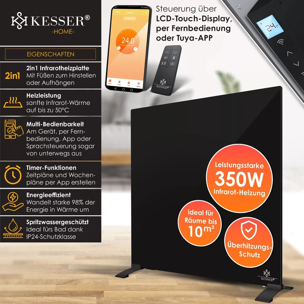 Инфракрасный обогреватель KESSER 350 Вт 50°C (225845498230sc-350) - фото 10