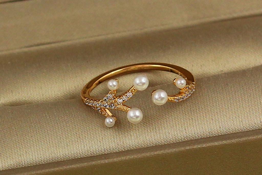 Кольцо Xuping Jewelry ресницы с жемчугом раздвижное р. 16 Золотистый (2398511938) Кольцо Xuping Jewelry ресницы с жемчугом раздвижное р. 16 Золотистый (2398511938)