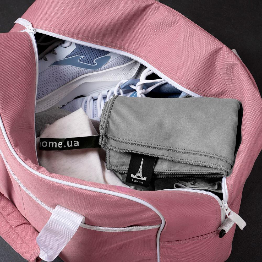 Рушник з мікрофібри спортивний з чохлом Love You 50х90 см Світло-сірий (60169) - фото 4 Рушник з мікрофібри спортивний з чохлом Love You 50х90 см Світло-сірий (60169) - фото 4