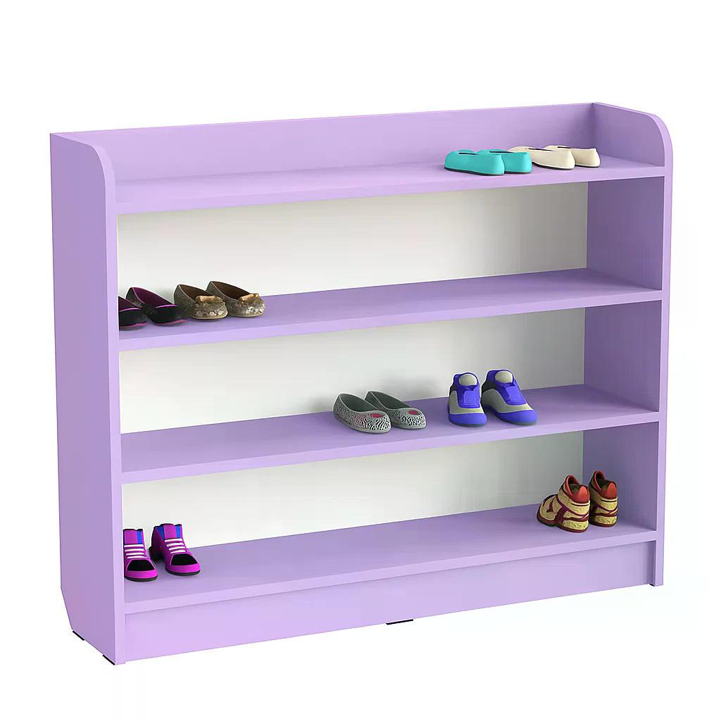 Полиця для дитячого взуття ЛДСП 4 яруси з опорами 120 см Лаванда