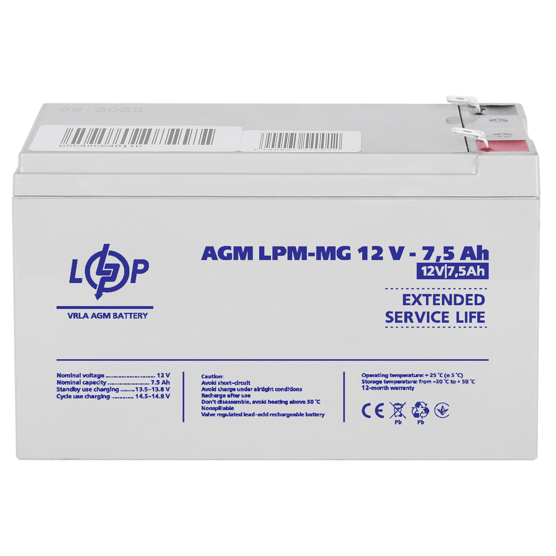 Аккумулятор мультигелевый LPM-MG 12V-7,5 Ah - фото 3