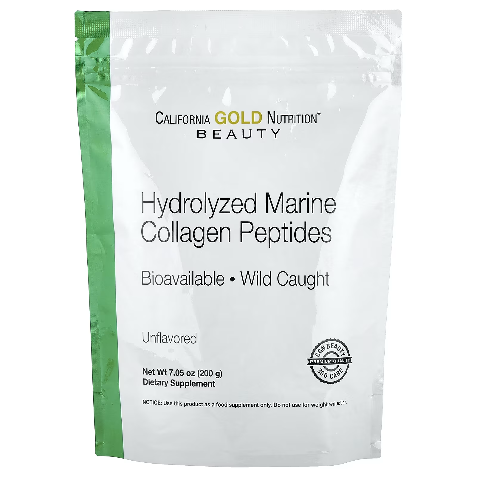 Гідролізовані пептиди морського колагену California Gold Nutrition без добавок 200 г (CGN-01863)