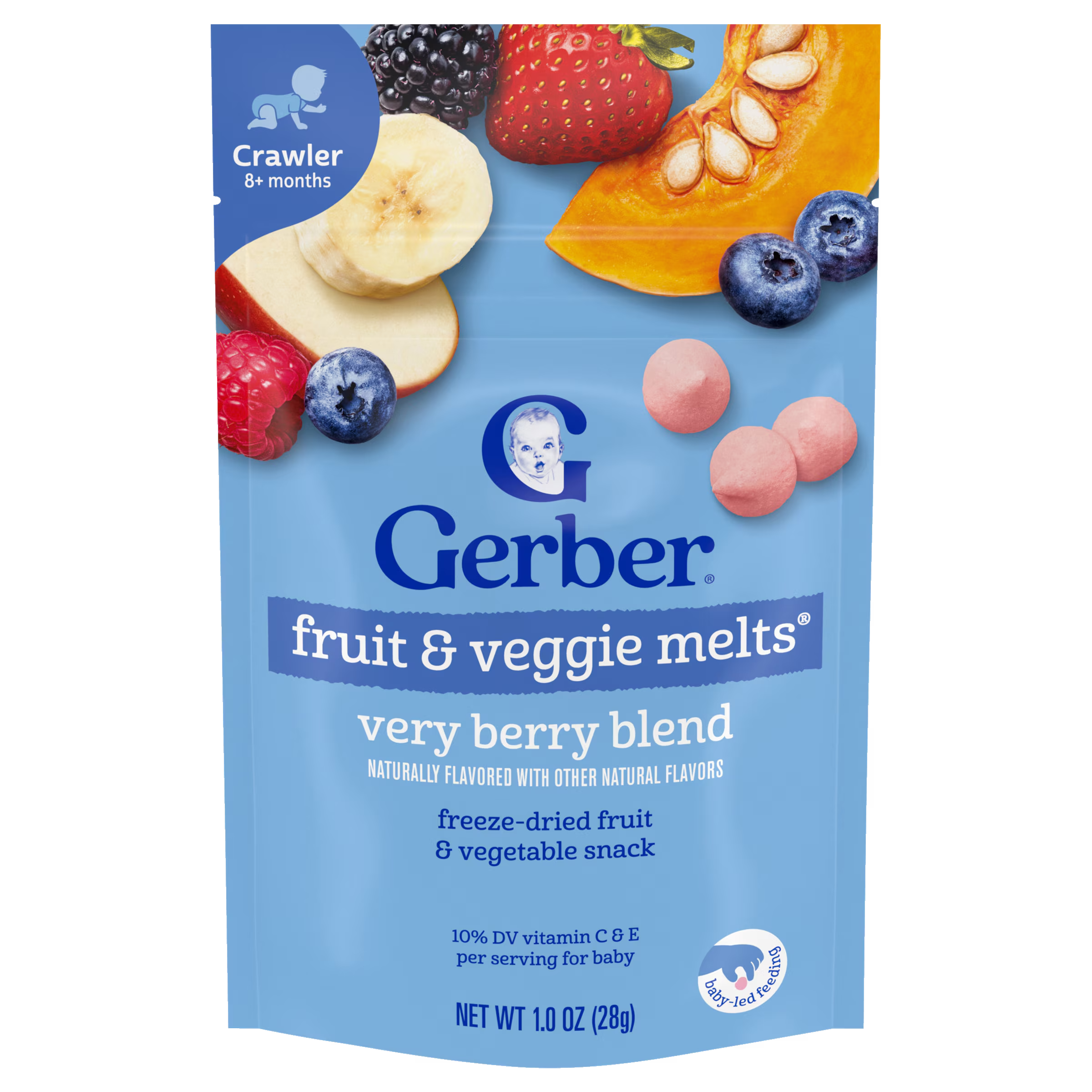 Снеки детские Gerber Fruit & Veggie Melts с фруктами и овощами для малышей от 8 месяцев ягодная смесь 28 г (29512429)