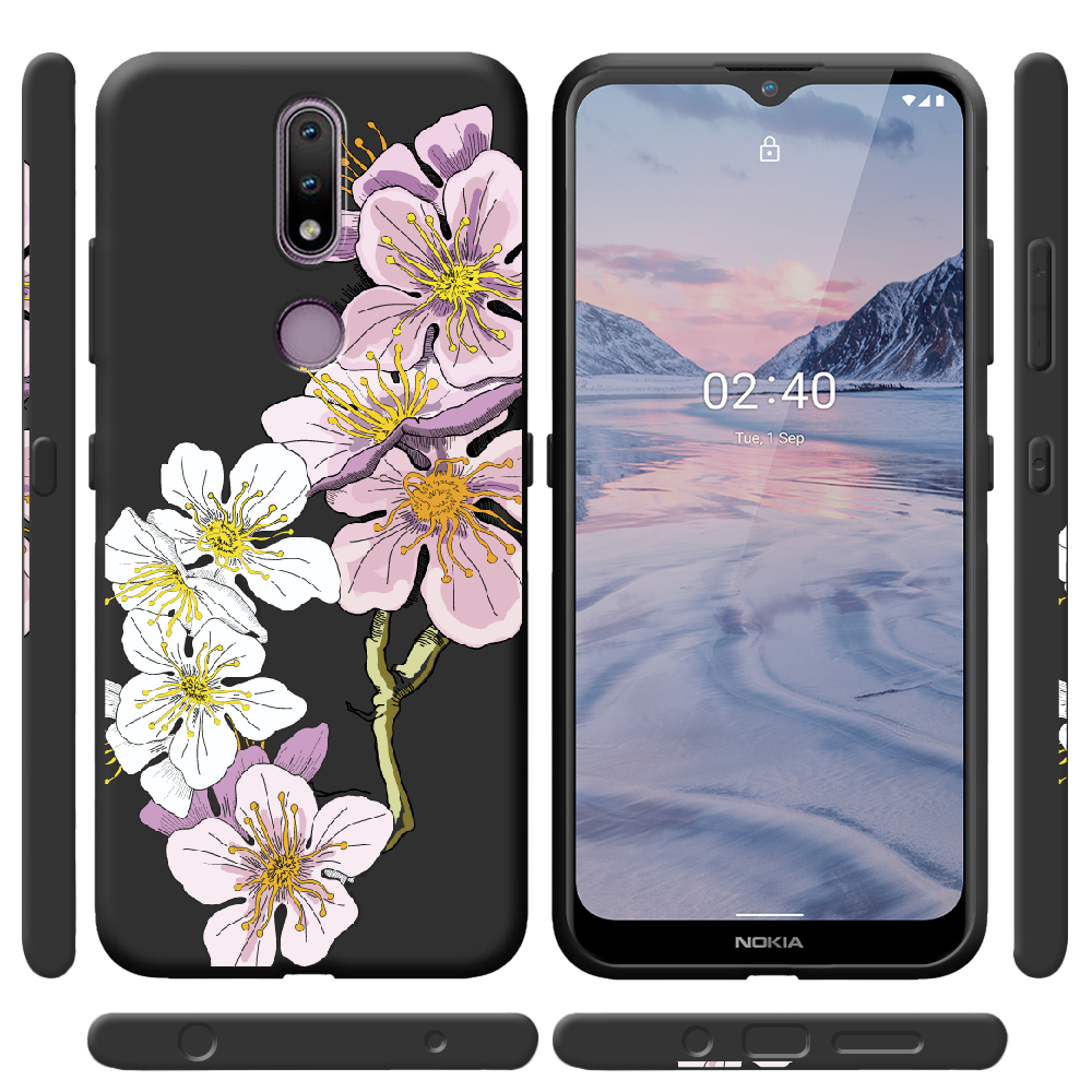 Чохол Boxface Nokia 2.4 Cherry Blossom Чорний силікон (41297-cc4-43220) - фото 2