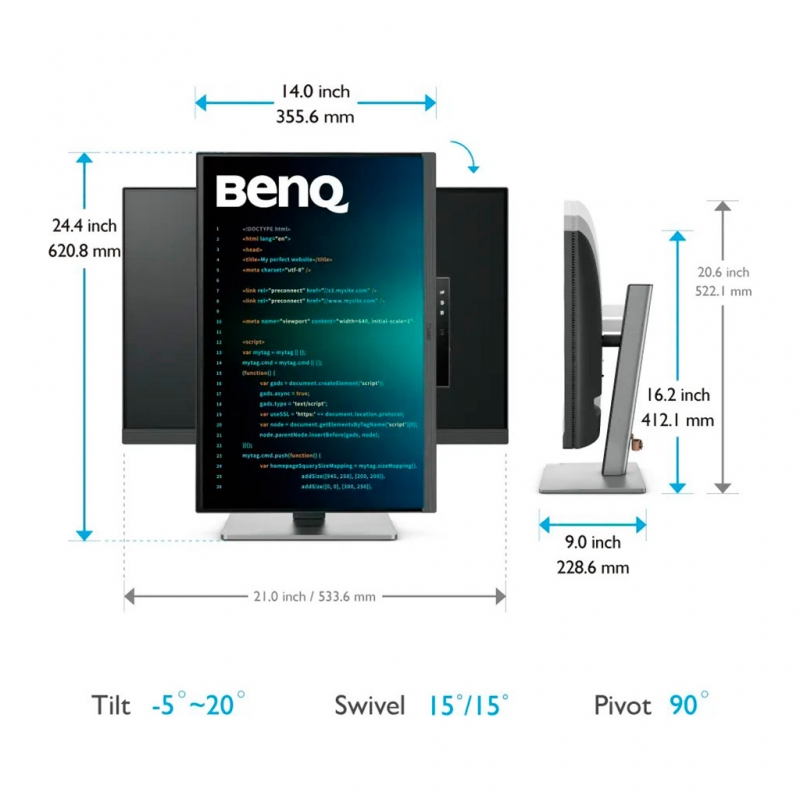 Монітор BenQ RD280U Metallic Grey IPS 3840х2560/28,2"/4W (23252110) - фото 2 Монітор BenQ RD280U Metallic Grey IPS 3840х2560/28,2"/4W (23252110) - фото 2