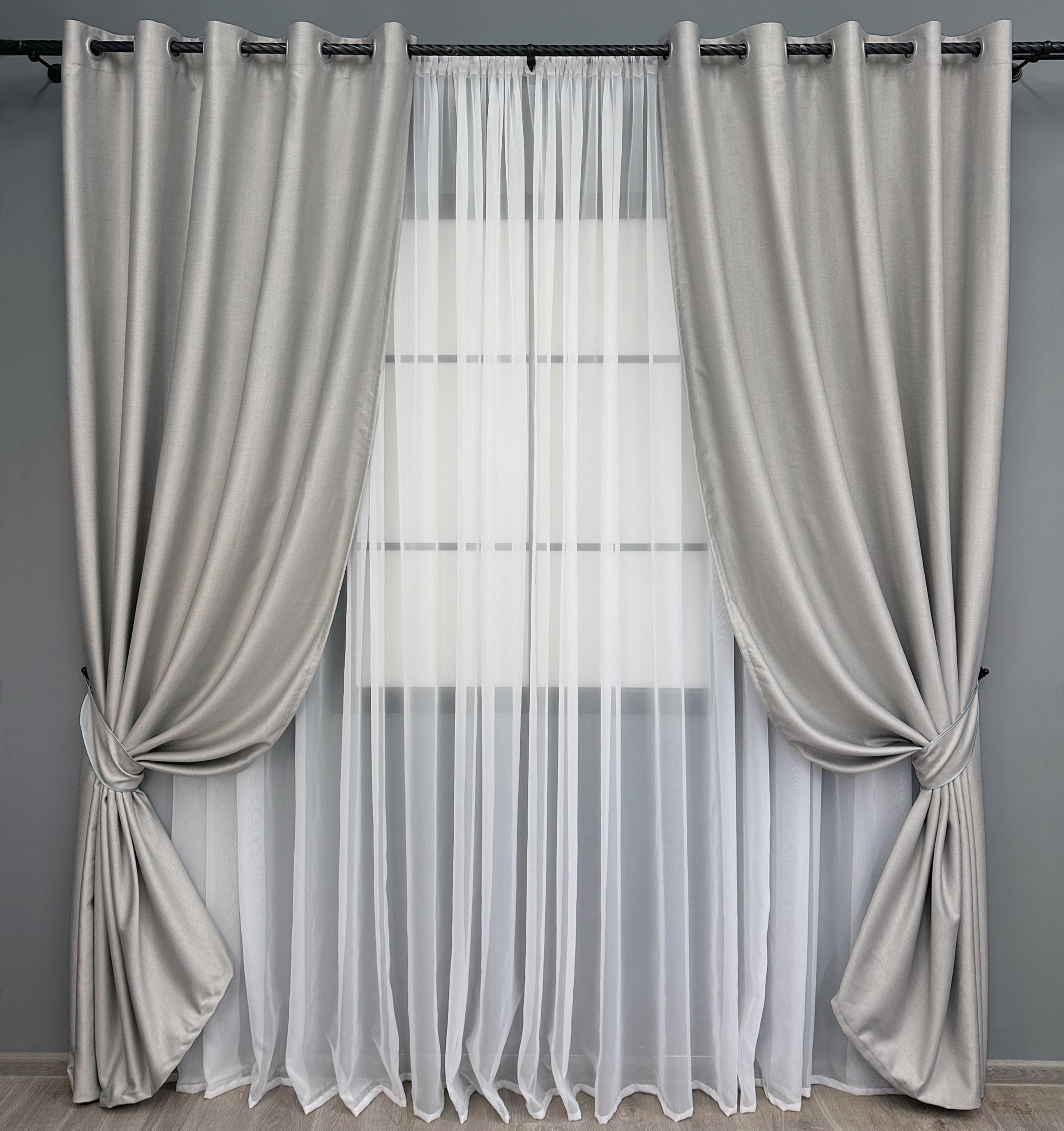 Комплект штор на люверсах VR-Textil Шенил однотонный № 1690ш 150х250 см 2 шт. Пепельный (37-0242)