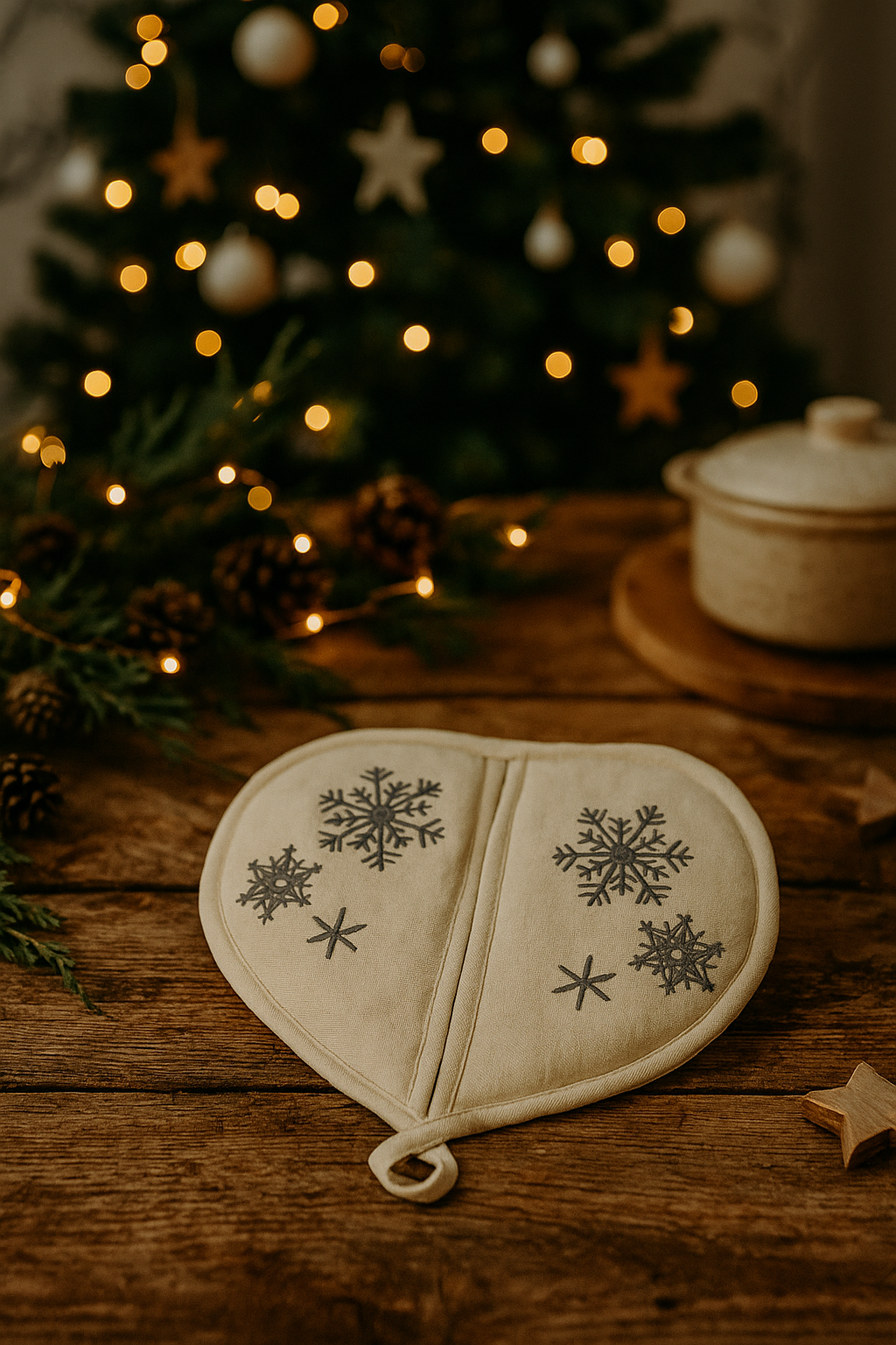 Прихватка в форме сердечка с вышивкой Снежинки (30100314) - фото 2 Прихватка в форме сердечка с вышивкой Снежинки (30100314) - фото 2