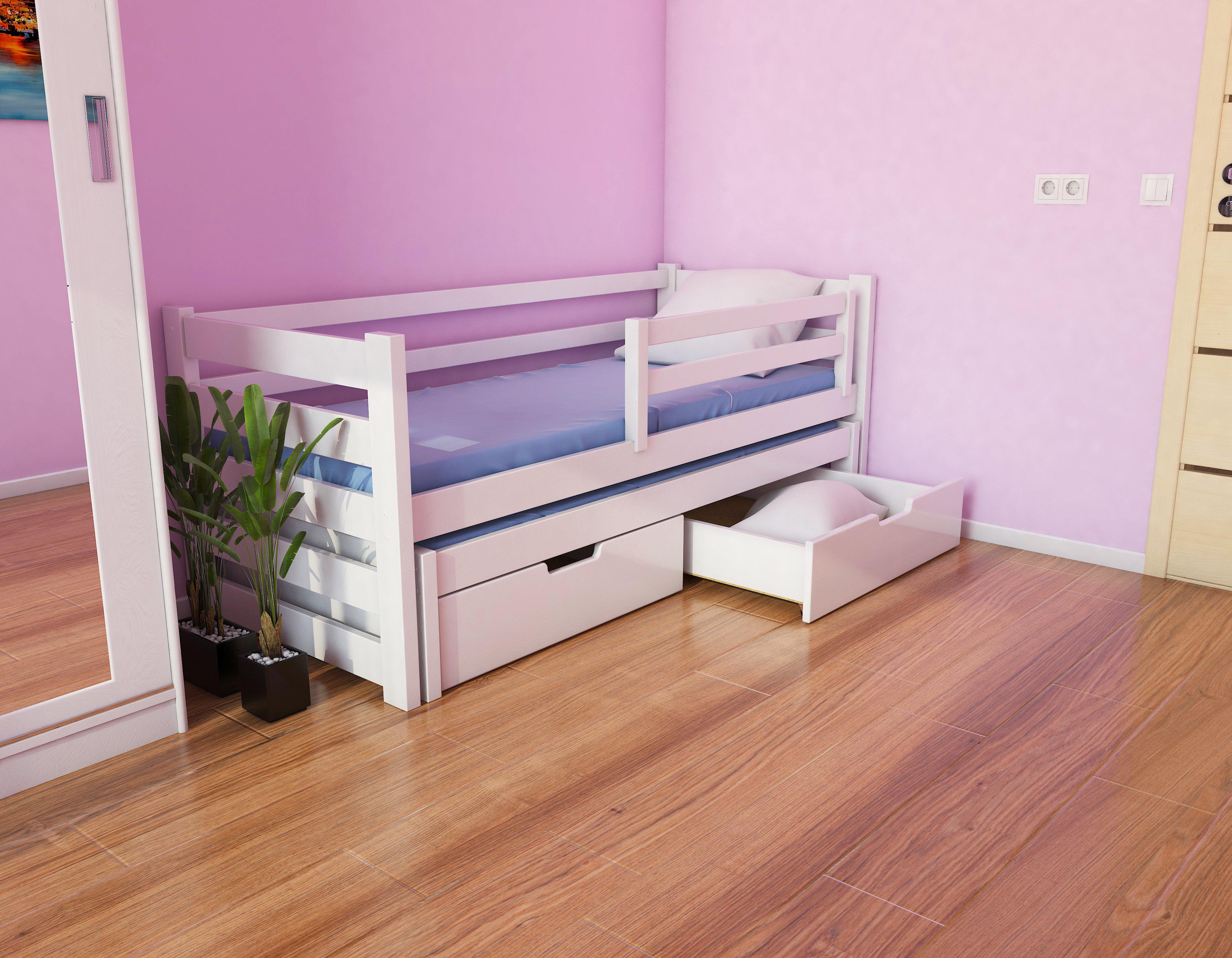 Кровать классическая односпальная Luna Соня Duo с дополнительным спальным местом из натурального дерева с ящиками с бортиком 90х200 см Белый (49543)