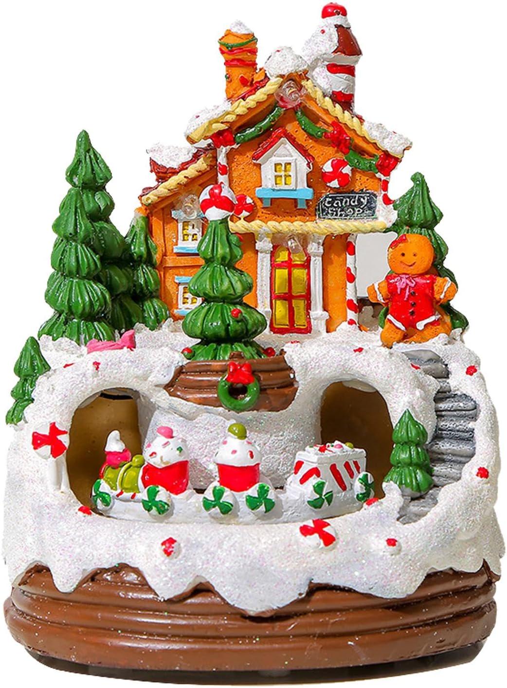 Ночник светодиодный Рождественский домик с музыкой и движущимся поездом