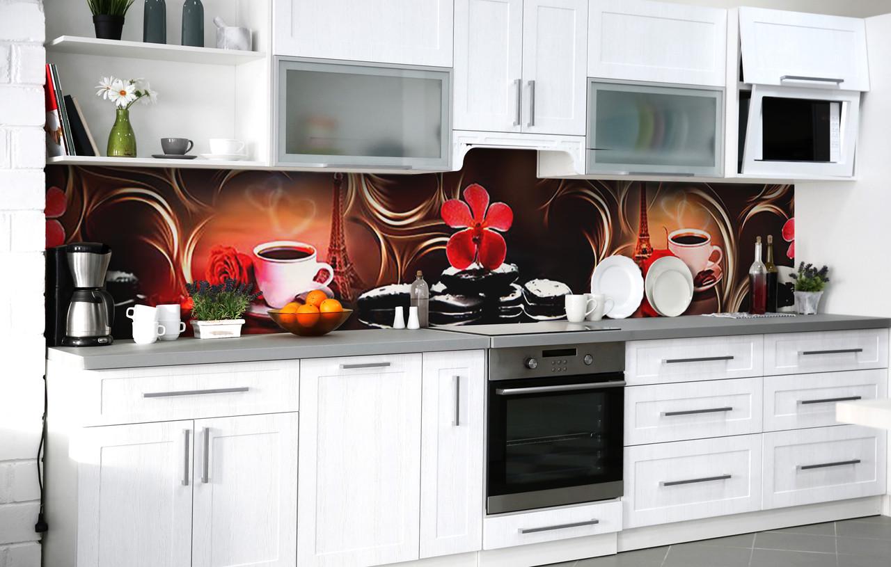 Кухонный фартук Парижская страсть виниловый самоклеющийся 60х250 см Абстракция