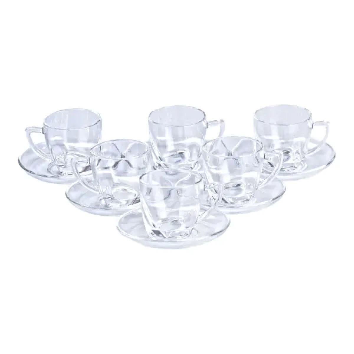 Набор чашек с блюдцами прозрачные 6 шт. по 200 мл прозрачный (4199) - фото 3