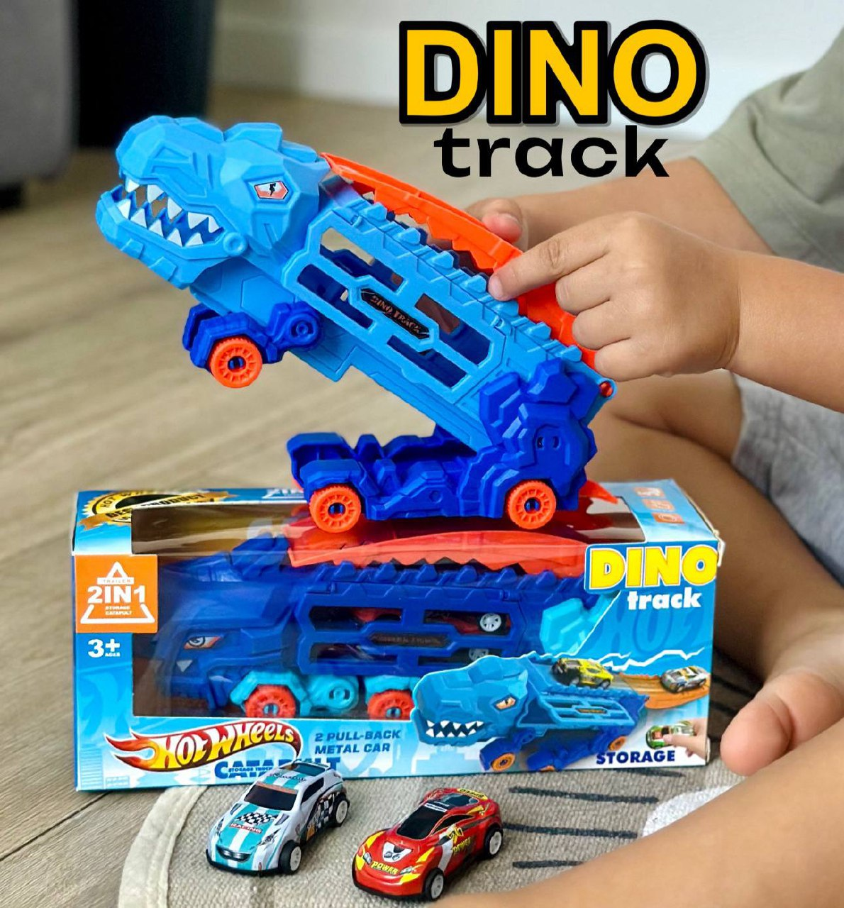 Трейлер-трансформер з механічним запуском машинок Dino Y2155A та 2 інерційні машинки (2761159533) - фото 11