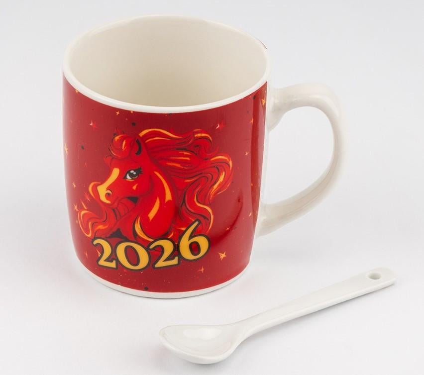 Кружка з ложечкою Символ 2026 року Вогняний Кінь 200 мл (9250-004) - фото 3