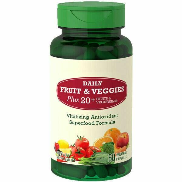Комплекс фруктов и овощей Piping Rock Super Fruits and Veggies 60 Vegetarian Capsules