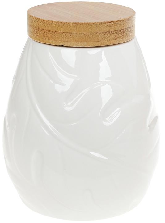 Банка фарфоровая Nouvelle Home Лист 1000 мл с бамбуковой крышкой (BD-375-358)