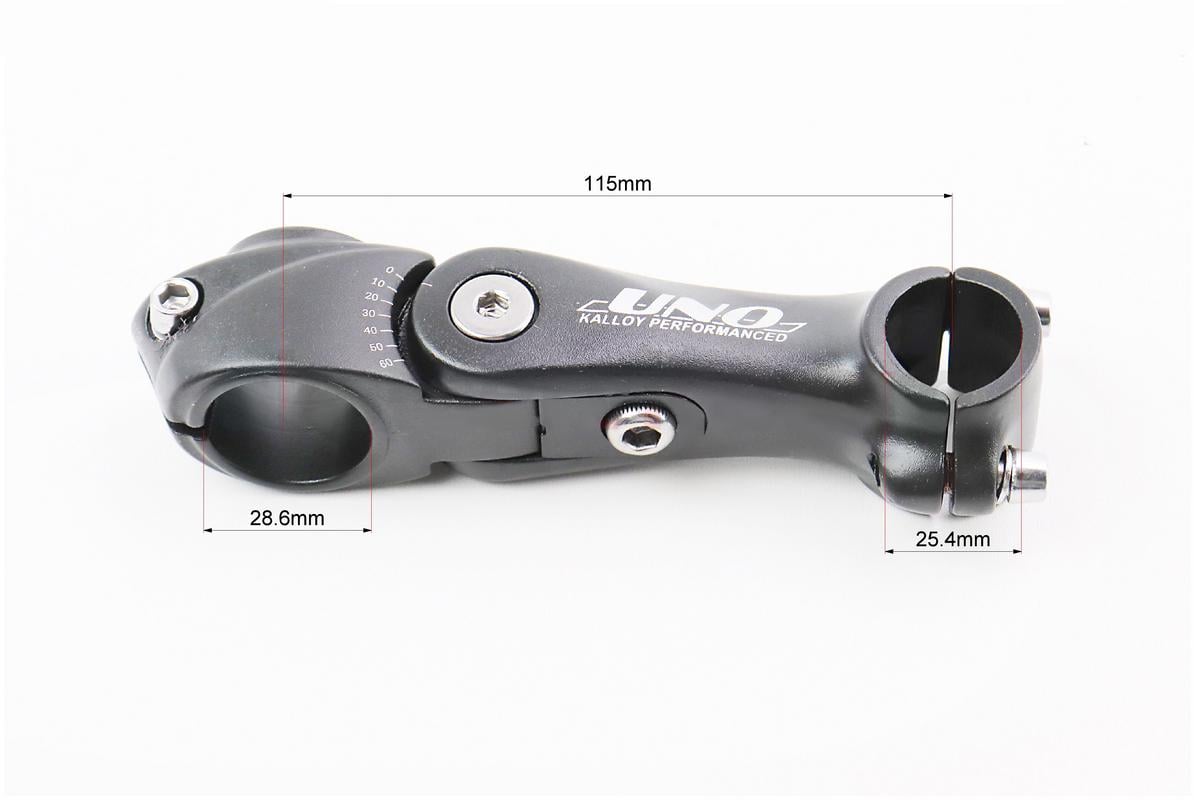 Винос керма регульований MTB UNO AS-828 алюмінієвий 28,6x25,4х115 мм Чорний (VB-406896) - фото 2