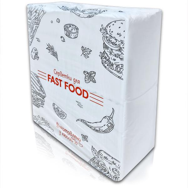 Салфетки бумажные FAST FOOD 1 Слой 250 шт. Белый - фото 2