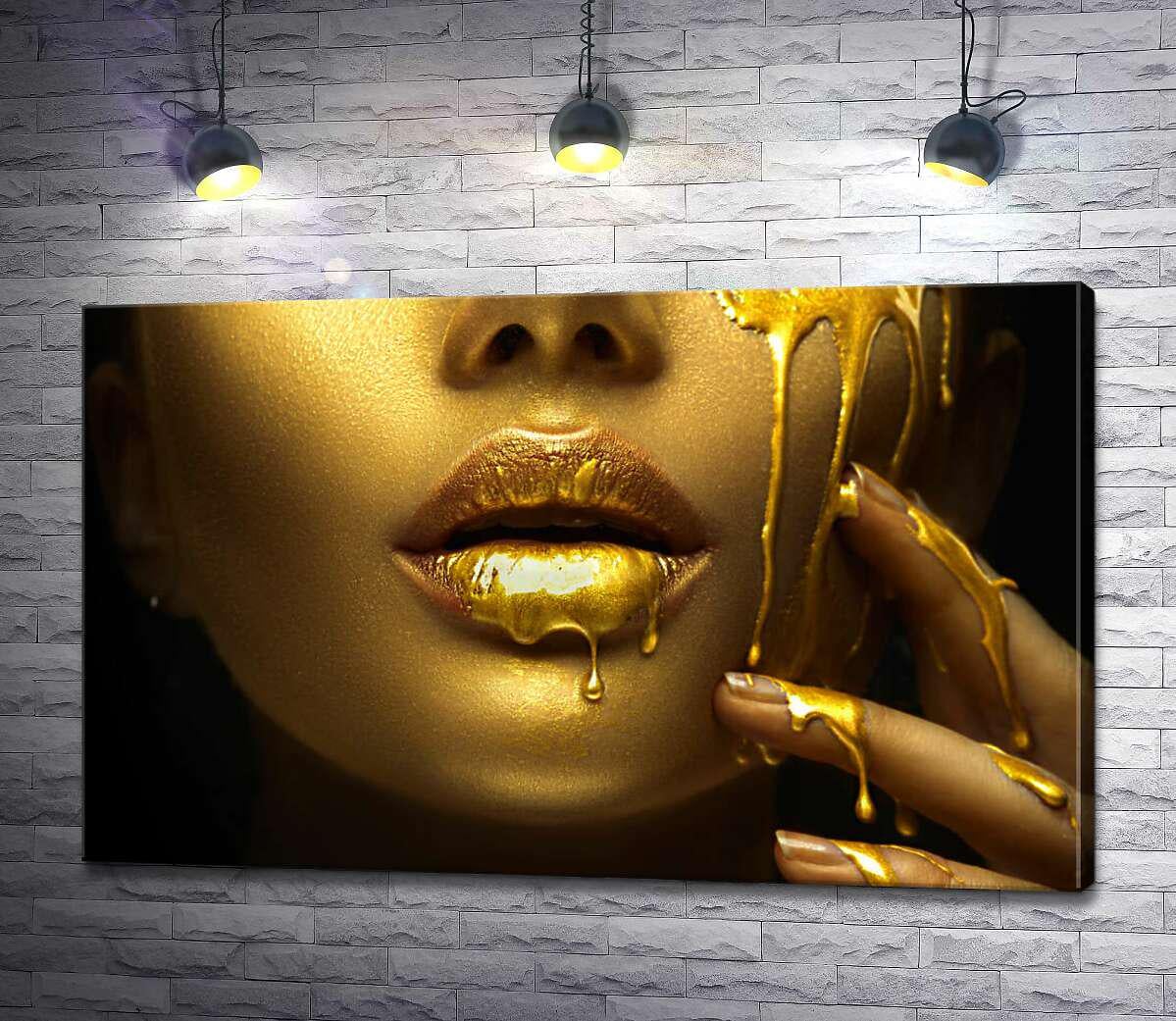 Картина ArtPoster Капли золота на лице подчеркивают сияющий тон лица 100x62 см Модуль №1 (003156)