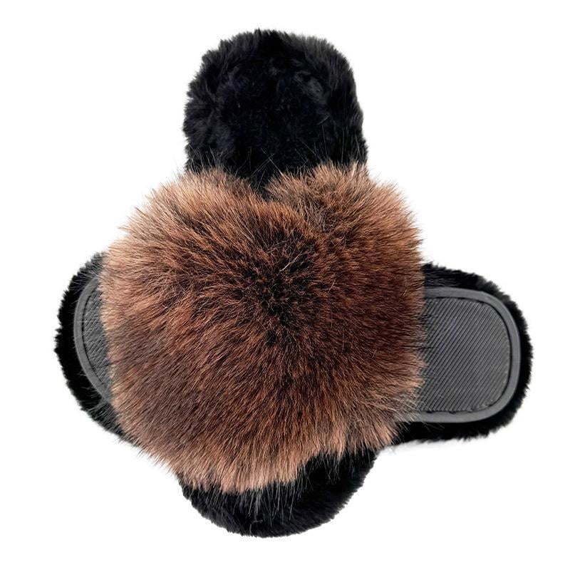 Комнатные тапочки женские пушистые 80143-2 p. 36-37 23-23,5 см Коричневый