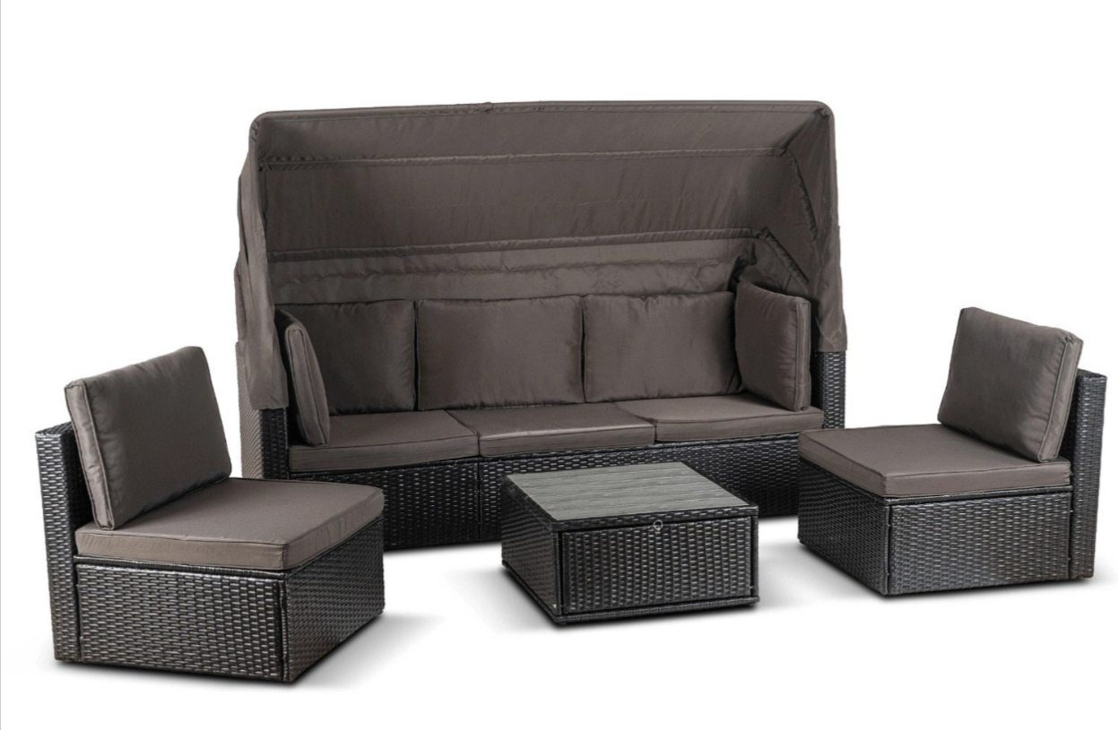 Комплект садових меблів Mebel Elite Caliente Чорний/Коричневий (ME.CALIENTE/CZ/RT/OGR/ZES) Комплект садових меблів Mebel Elite Caliente Чорний/Коричневий (ME.CALIENTE/CZ/RT/OGR/ZES)