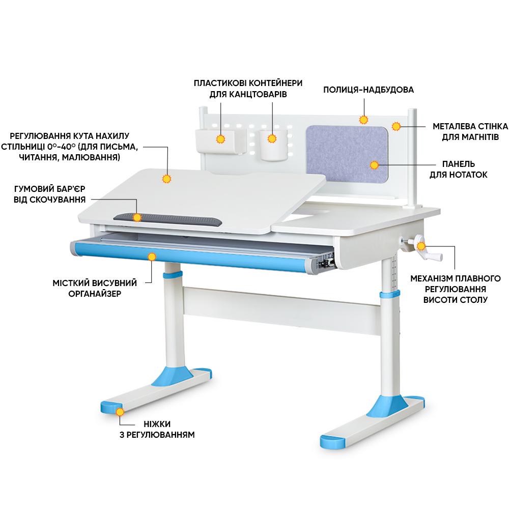 Парта шкільна ергономічна трансформер Evo-kids TH-325 Blue - фото 2