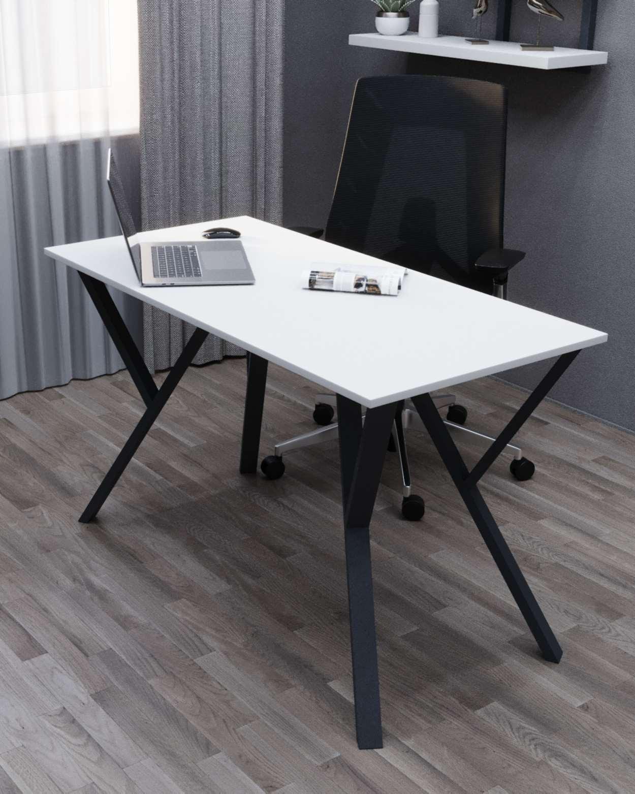 Стол письменный лофт Серия 5 металлический профиль 80х40 мм 1200х600х16 мм Белый (22522097)