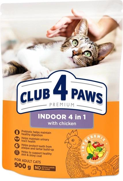 Корм сухой Club 4 Paws для домашних котов/кошек 4в1 900 г (973/09) - фото 1