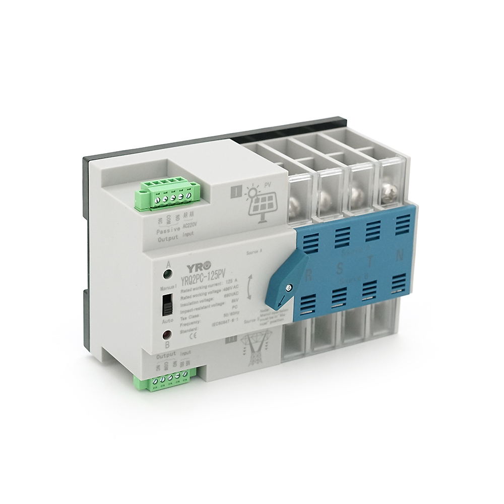 Контроллер защиты оборудования АВР YRQ2PC-125PV 4 полюса 400V/125A DIN для инверторов (YUT_V11646)