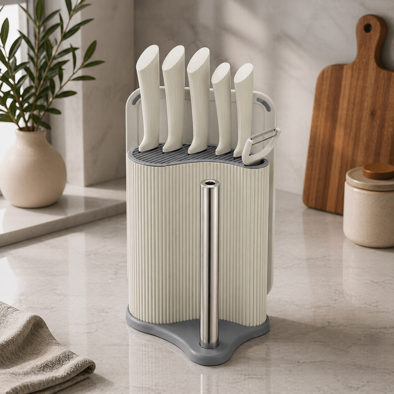 Набор ножей Maestro MR-1413-GREY 8 пр. с подставкой доской и держателем для бумажных полотенец (34204802)