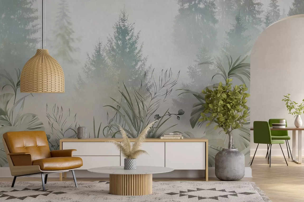 Фотообои флизелиновые Styleo Туманный лес u98051 300х200 см Разноцветный