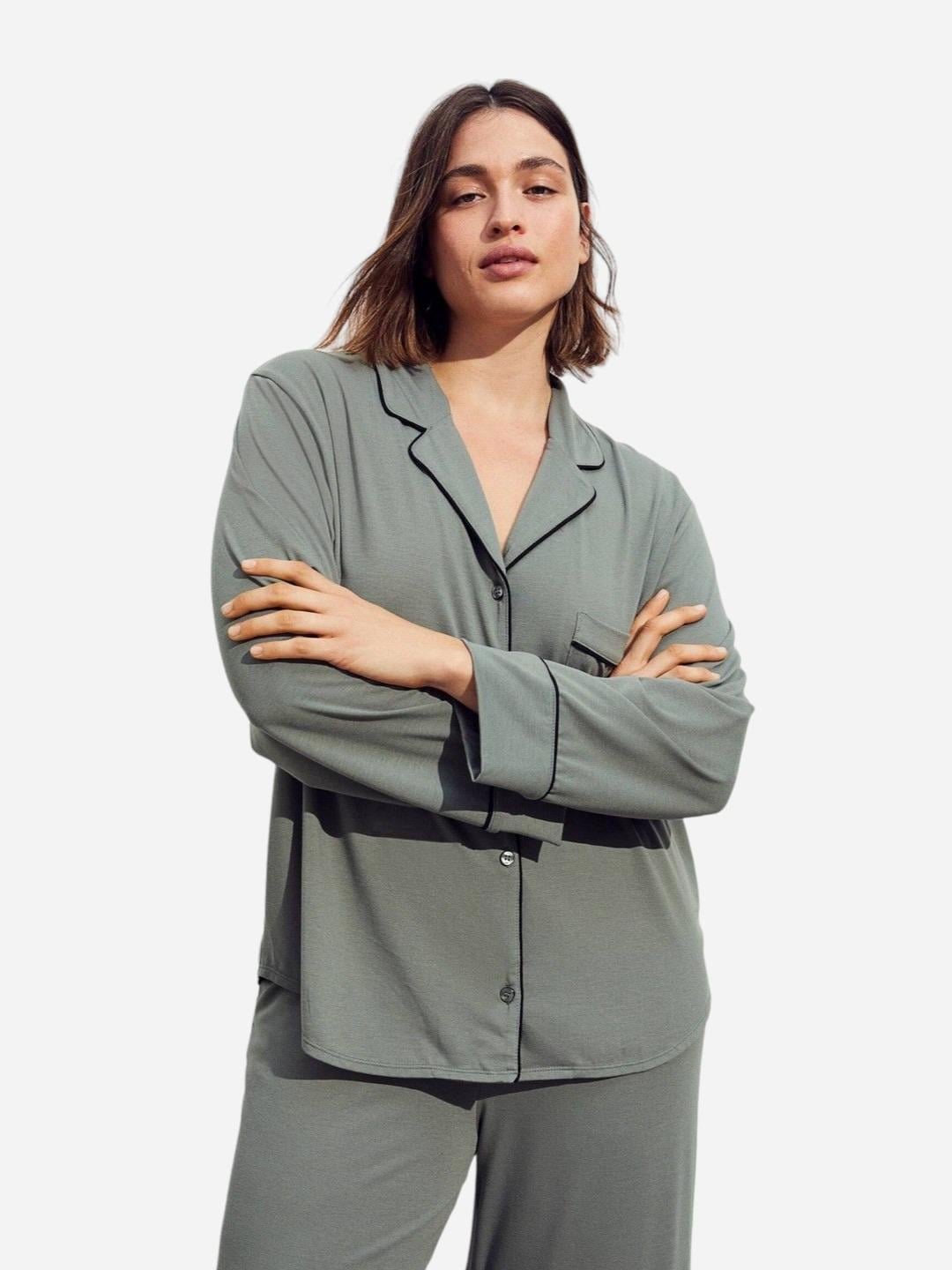 Сорочка для сну жіноча H&M XL Сіро-зелений (XA1209998802)