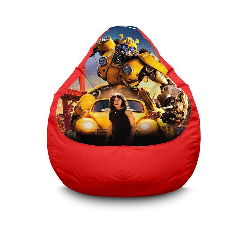 Кресло мешок iPuff Transformers Bumblebee and car Оксфорд XXL 90х125 см Красный