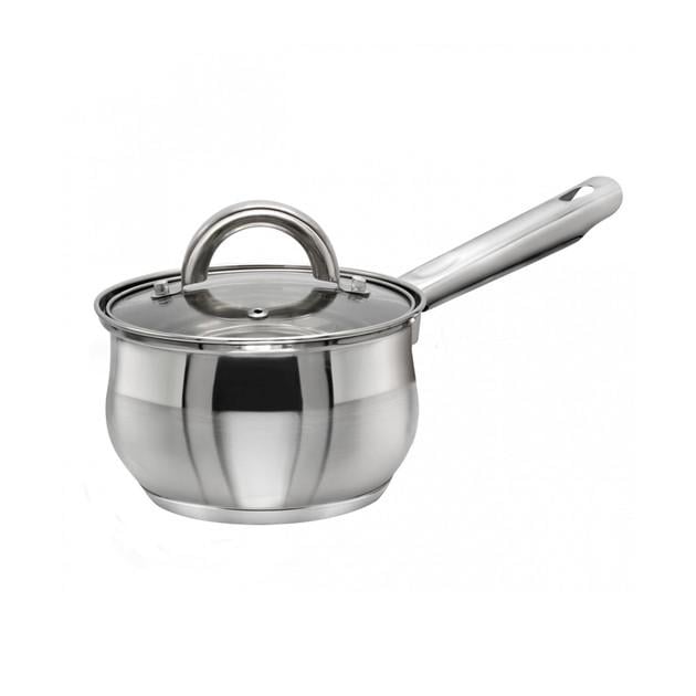 Ковш из нержавеющей стали со стеклянной крышкой 2 л ø 17 см