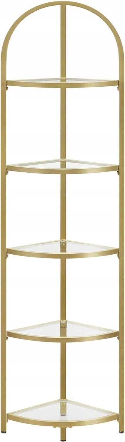 Стеллаж угловой многоуровневый со стеклянными полками Songmics Vasagle Gold