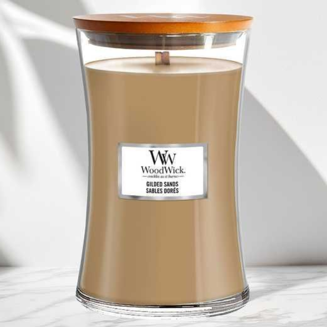 Свеча ароматическая Woodwick Large Gilded Sands с ароматом инжира и гваякового дерева 609 г (5038581162393)